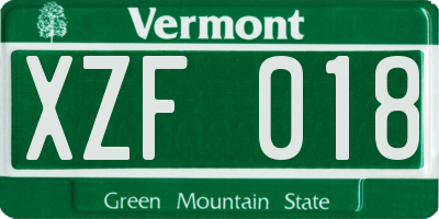 VT license plate XZF018
