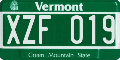 VT license plate XZF019