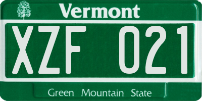 VT license plate XZF021