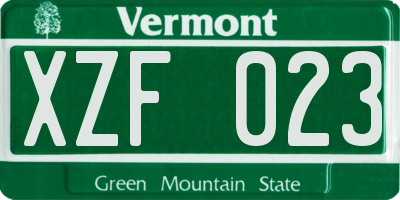 VT license plate XZF023