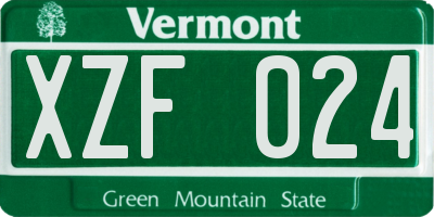 VT license plate XZF024