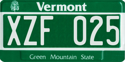 VT license plate XZF025
