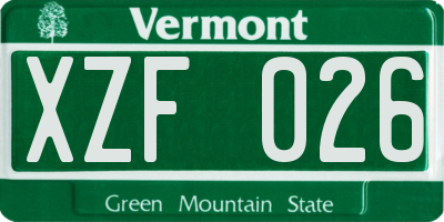VT license plate XZF026
