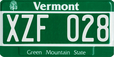 VT license plate XZF028