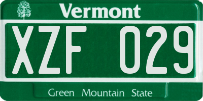 VT license plate XZF029