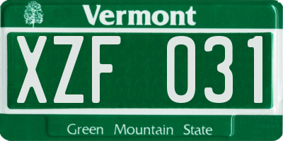 VT license plate XZF031