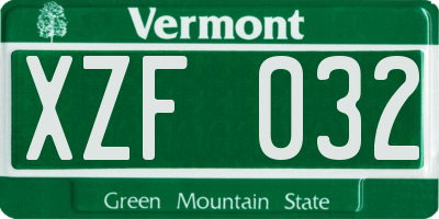 VT license plate XZF032