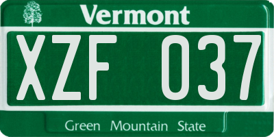 VT license plate XZF037
