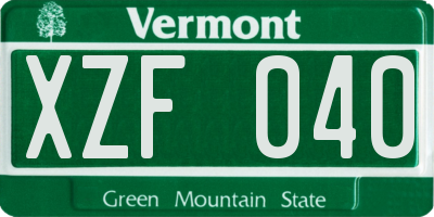 VT license plate XZF040