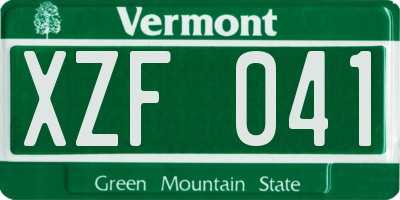 VT license plate XZF041