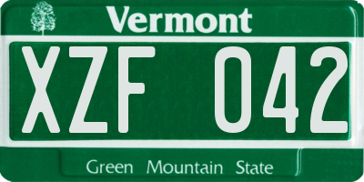 VT license plate XZF042