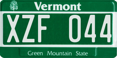 VT license plate XZF044