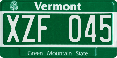 VT license plate XZF045