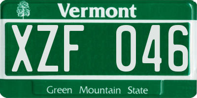 VT license plate XZF046