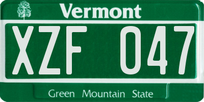 VT license plate XZF047