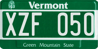 VT license plate XZF050