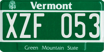 VT license plate XZF053