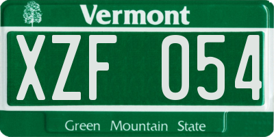 VT license plate XZF054