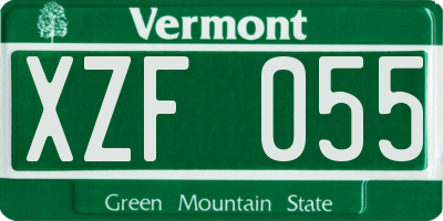 VT license plate XZF055