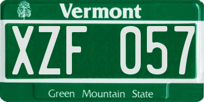 VT license plate XZF057