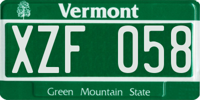 VT license plate XZF058
