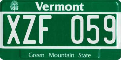 VT license plate XZF059