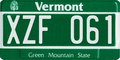 VT license plate XZF061