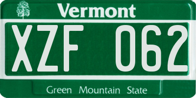 VT license plate XZF062