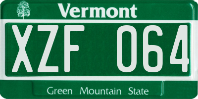 VT license plate XZF064