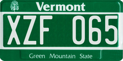 VT license plate XZF065