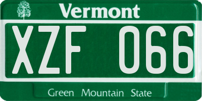 VT license plate XZF066