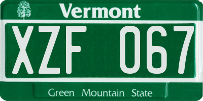 VT license plate XZF067