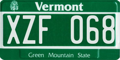 VT license plate XZF068