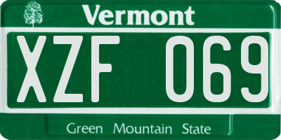 VT license plate XZF069