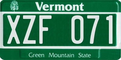 VT license plate XZF071