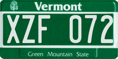 VT license plate XZF072