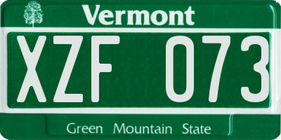 VT license plate XZF073