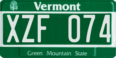 VT license plate XZF074