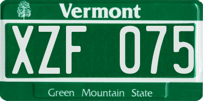 VT license plate XZF075