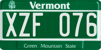 VT license plate XZF076