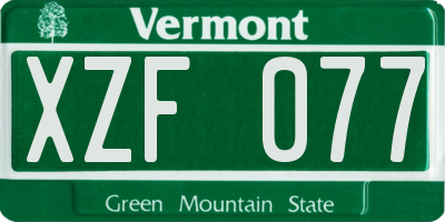 VT license plate XZF077