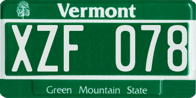 VT license plate XZF078