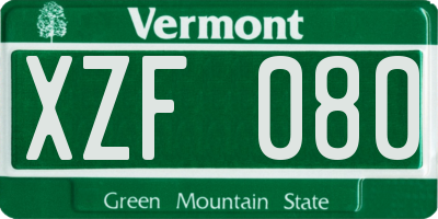 VT license plate XZF080