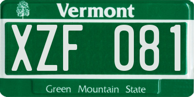 VT license plate XZF081