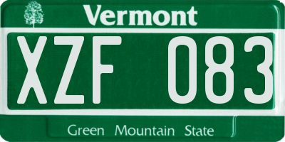 VT license plate XZF083