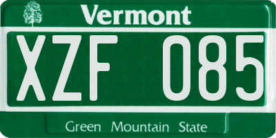 VT license plate XZF085