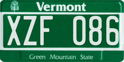VT license plate XZF086