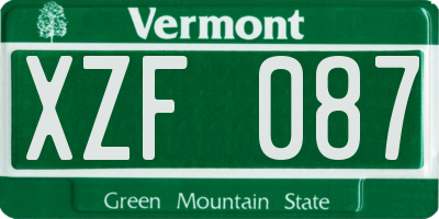 VT license plate XZF087