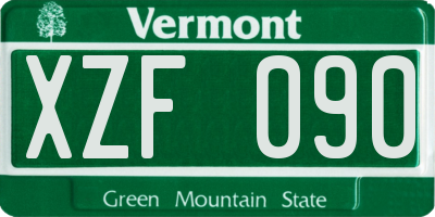 VT license plate XZF090