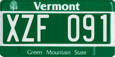 VT license plate XZF091